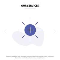 Our Services Arrow Down Direction Download Solid Glyph Icon Web card Template vector