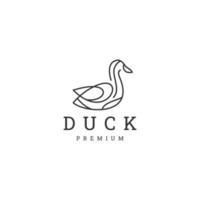 Duck line art logo vector icon design template