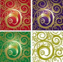 Seamless patterns with gold ornament vector