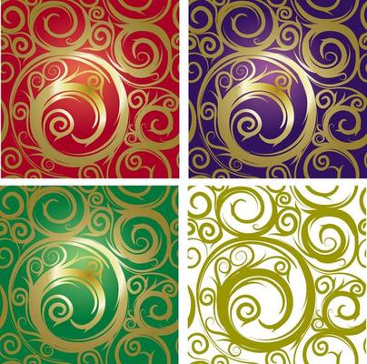 Seamless patterns with gold ornament