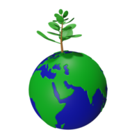 3d earth icon with isolated tree, perfect to use as an additional element in your designs, templates, banners and poster designs png