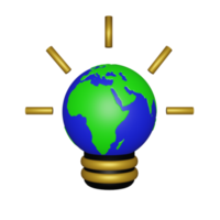 3D illustration of planet earth inside an energy saving lamp, perfect to use as an additional element in your designs, templates, banners and poster designs png