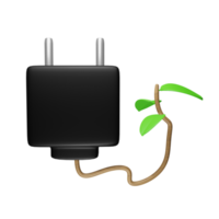 The Power Plug with 3d Leaf  Illustration, is perfect to use as an additional element in your designs, templates, banners and poster designs png