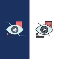 eye tap eye tap iconos de tecnología plano y lleno de línea conjunto de iconos vector fondo azul