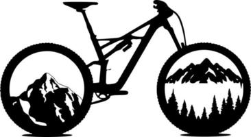 Black and white Mountain bike art print vector