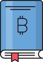 ilustración de vector de libro de bitcoin en un fondo. símbolos de calidad premium. iconos vectoriales para concepto y diseño gráfico.