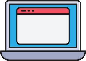 ilustración vectorial de la página web del portátil en un fondo. símbolos de calidad premium. iconos vectoriales para el concepto y el diseño gráfico. vector