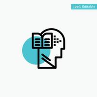 Knowledge Book Head Mind turquoise highlight circle point Vector icon