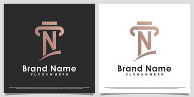 Law firm logo design template for business icon with letter n and creative unique concept vector