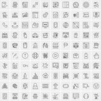 paquete de 100 iconos de líneas universales para móviles y web vector