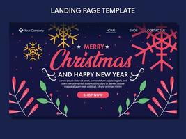 flat christmas landing page banner template vector