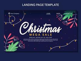 flat christmas landing page banner template vector