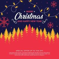 flat christmas sale social media template vector