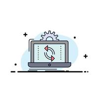 data processing Analysis reporting sync Flat Color Icon Vector