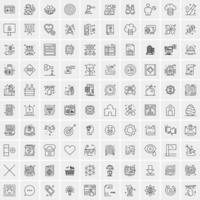 Pack of 100 Universal Line Icons for Mobile and Web vector