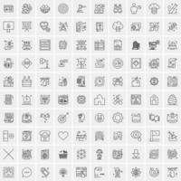 paquete de 100 iconos de líneas universales para móviles y web vector