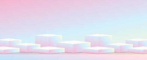 pastel pink blue gradient color product display podium 3d illustration vector background scene for putting object