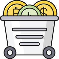 currency cart vector illustration on a background.Premium quality symbols.vector icons for concept and graphic design.