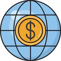 ilustración de vector de dólar global sobre un fondo. símbolos de calidad premium. iconos vectoriales para concepto y diseño gráfico.