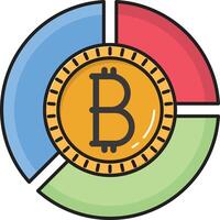 ilustración de vector de gráfico de bitcoin en un fondo. símbolos de calidad premium. iconos vectoriales para concepto y diseño gráfico.