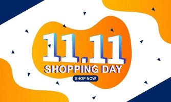 11.11 venta de día de compras. venta del día mundial de compras globales en colores de fondo vector