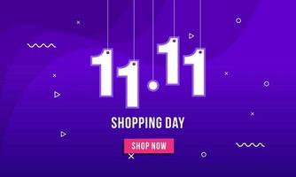 11.11 venta de día de compras. venta del día mundial de compras globales en colores de fondo vector