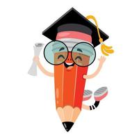 Cartoon Drawing Of A Pencil Character vector