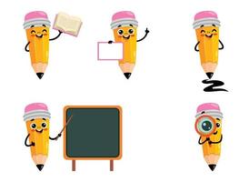 Cartoon Drawing Of A Pencil Character vector