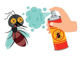 Bug Repellent Spray Can Spaying On Mosquito vector