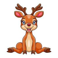 Cartoon deer sitting in isolation on a white background vector