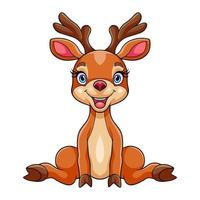 Cartoon deer sitting in isolation on a white background vector