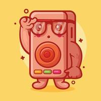 mascota de personaje de audio de altavoz genio con expresión de pensamiento dibujos animados aislados en diseño de estilo plano vector