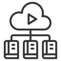 nube biblioteca icono línea vector ilustración