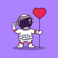 astronauta de dibujos animados lindo en la luna con ilustración de vector de cohete