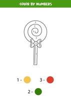 Color Christmas lollipop by numbers. Worksheet for kids. vector