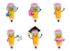 Cartoon Drawing Of A Pencil Character vector