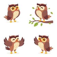 Cartoon Drawing Of Cute Owls vector