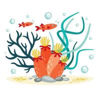 Flat Drawing Of Colorful Corals vector