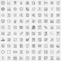 paquete de 100 iconos de líneas universales para móviles y web vector