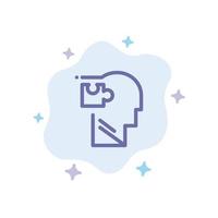 Human Logical Mind Puzzle Solution Blue Icon on Abstract Cloud Background vector