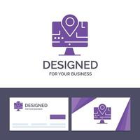 Creative Business Card and Logo template Computer Map Location Education Vector Illustration