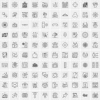 paquete de 100 iconos de líneas universales para móviles y web vector