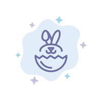 Egg Rabbit Easter Blue Icon on Abstract Cloud Background vector