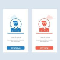 User Male Client Services  Blue and Red Download and Buy Now web Widget Card Template vector