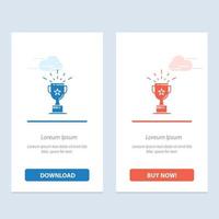 Cup Medal Prize Trophy  Blue and Red Download and Buy Now web Widget Card Template vector