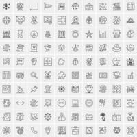 paquete de 100 iconos de líneas universales para móviles y web vector