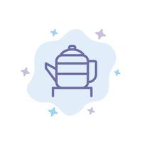 Tea Teapot China Chinese Blue Icon on Abstract Cloud Background vector