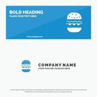 hamburguesa comida comer canadá icono sólido sitio web banner y plantilla de logotipo de empresa vector