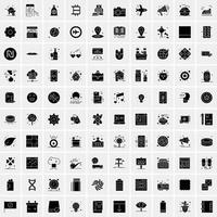 Set of 100 Universal Solid Icons vector