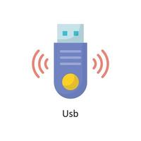 ilustración de diseño de icono plano de vector usb. símbolo de computación en la nube en el archivo eps 10 de fondo blanco